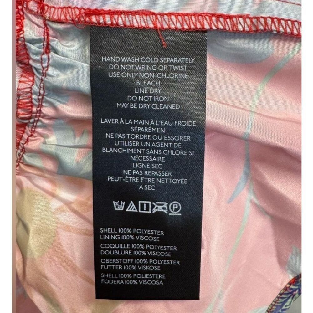 Anthropologie Red Floral Swing Mini Dress Mock Neck Long Sleeve 33” EUC - Picture 2 of 5